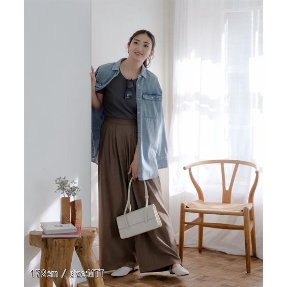 ワイドパンツ トールサイズ レディース 高身長 タックリラックスワイド パンツ Essenave ゆったり 体型カバー 美脚 ボトムス LL/3L/4L/5L ニッセン nissen_10