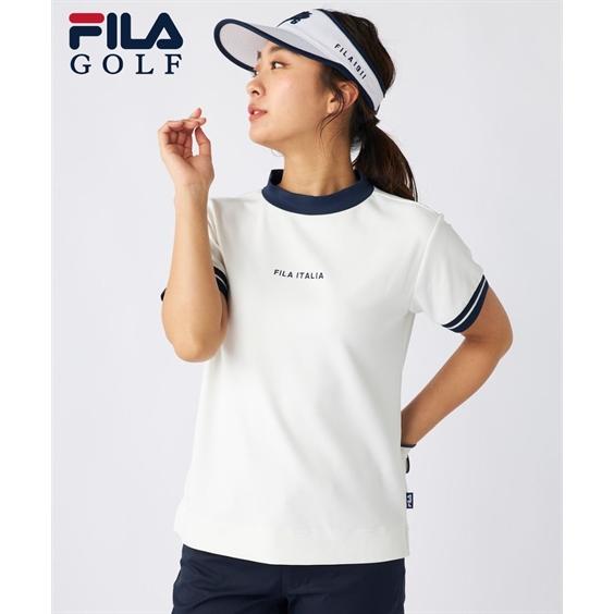 FILAGOLF スポーツウェア トップス 大きいサイズ レディース FILA GOLF ライトダンボール ニット 半袖 モックネック シャツ 接触冷感 UVカット ニッセン nissen FILA GOLF FILAGOLF スポーツウェア トップス レディース ライト