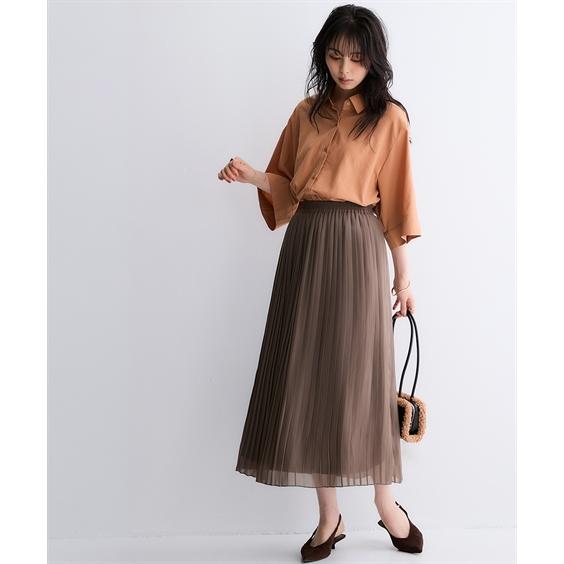 ロングスカート 大きいサイズ レディース シフォン プリーツ ロング