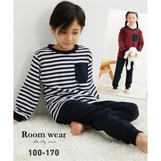 ニッセン（nissen） パジャマ 子供服 キッズ 先染め天竺ボーダー 長袖