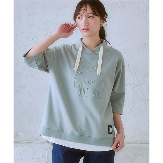トレーナー スウェット 大きいサイズ レディース moz モズ 7分袖 トレーナー スウェット 大きいサイズ レディース moz モズ 7分袖