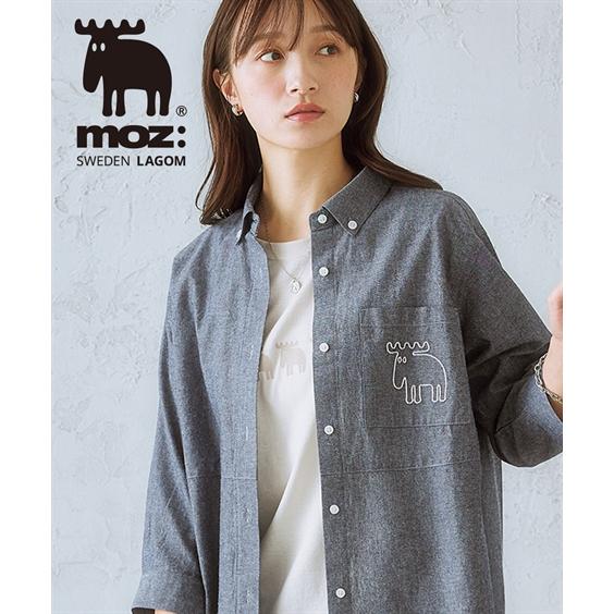 【MOCAのおかーたんページ】linen＊ラバリジャケット＆チュニックOP moz（モズ） チュニック レディース 綿100％ 7分袖切替ダンガリー