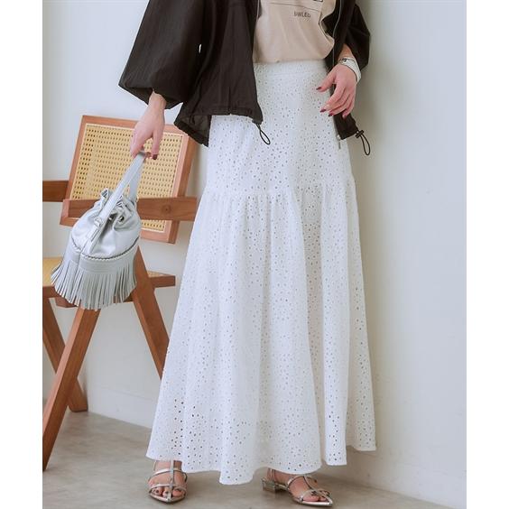 ニッセン（nissen） ロングスカート レディース パンチング レース
