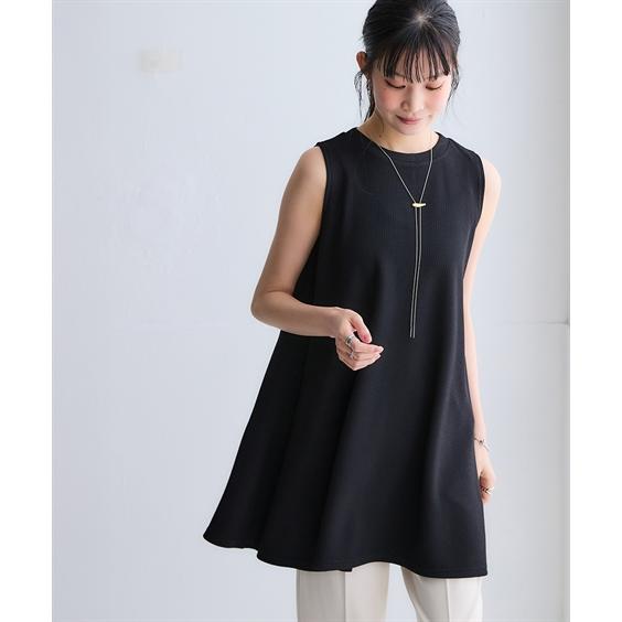 【美品】Mystrada ノースリーブ チュニック 黒 ニッセン（nissen） チュニック レディース ふくれジャガード