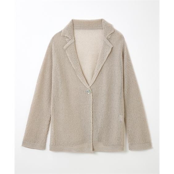 ニッセン（nissen） ジャケット アウター 綿麻混 ニット テーラード