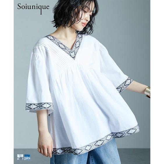 シャツ ブラウス 久留米織 チュニック アトランダム 秋 冬 | M〜L/LL