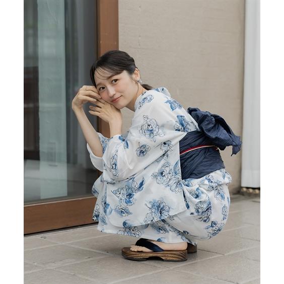 【美品】浴衣　花柄 ニッセン（nissen） 浴衣 小さいサイズ レディース 線花柄 ワンピース