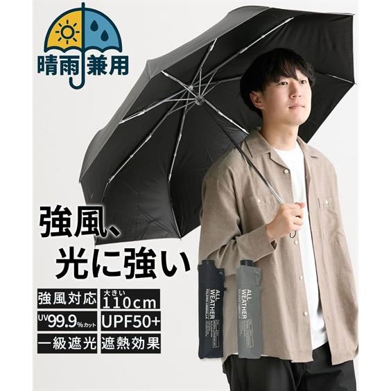 ニッセン（nissen） メンズ 晴雨兼用無地 折りたたみ 傘 強風対応 内側