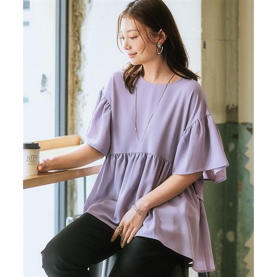 美品 24AW Liesse リエス ペプラムギャザーブラウス 七分袖 バンドカラー シャツ A0148FB223 ブラック レディース 古着 中古 USED SLOBE IENA（スローブイエナ） ブラウス シャツ 「WEB限定/追加