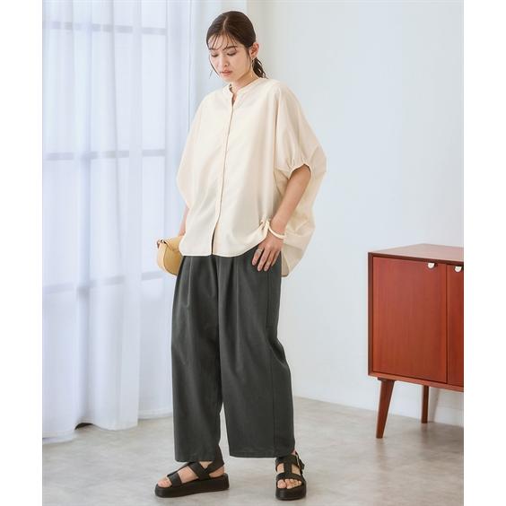 ニッセン（nissen） ワイドパンツ レディース 麻調合繊ダブルタック