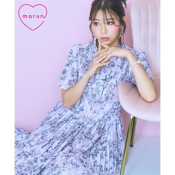 ワンピース ロング マキシ レディース プリーツ デザイン フレア袖 marun 夏 ひざ下 | L/LL/3L/4L/5L | ニッセン nissen ニッセン（nissen） ワンピース ロング マキシ レディース プリーツ