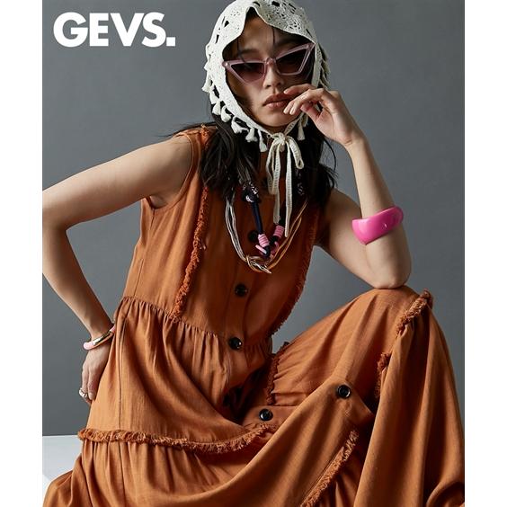 ワンピース ロング マキシ レディース レーヨン麻フリンジティアード GEVS. 夏 ひざ下 | 6L/8L/10L | ニッセン nissen ニッセン（nissen） ワンピース ロング マキシ レディース レーヨン麻