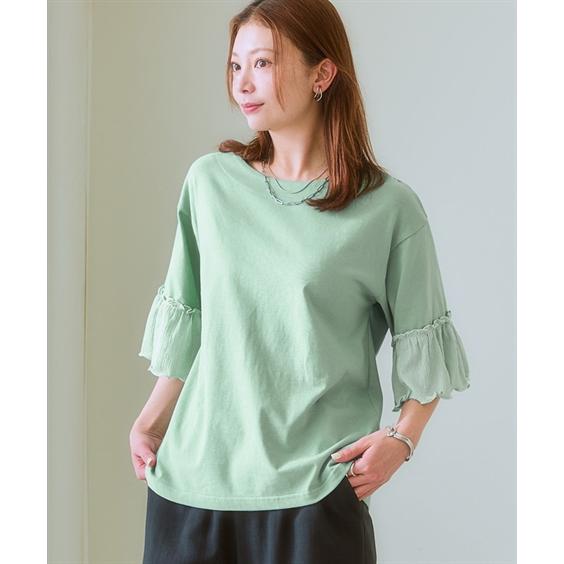 ニッセン（nissen） Tシャツ カットソー レディース フリル袖異素材