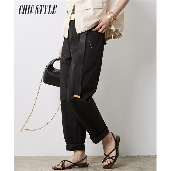 テーパードパンツ レディース 綿100％ ベイカー パンツ シックスタイル 春 夏 秋 美脚 ボトムス ズボン | M〜5L | ニッセン nissen ニッセン（nissen） テーパードパンツ レディース 綿100％ ベイカー