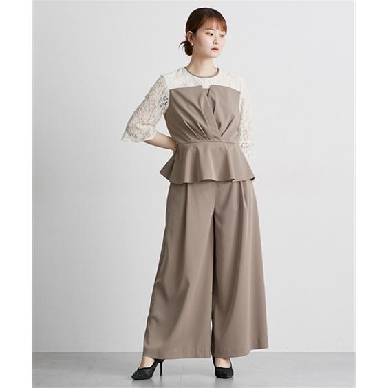 パーティドレス パンツ レディース 結婚式 パーティー ドレス ビスチェ風ペプラム ブラウス ＋ セット 春 夏 秋 冬 二次会 披露宴 | 4L/5L | ニッセン nissen_19