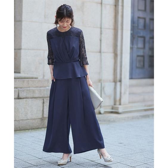 パーティドレス パンツ レディース 結婚式 パーティー ドレス ビスチェ風ペプラム ブラウス ＋ セット 春 夏 秋 冬 二次会 披露宴 | 4L/5L | ニッセン nissen_4