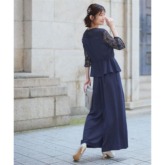 パーティドレス パンツ レディース 結婚式 パーティー ドレス ビスチェ風ペプラム ブラウス ＋ セット 春 夏 秋 冬 二次会 披露宴 | 4L/5L | ニッセン nissen_5