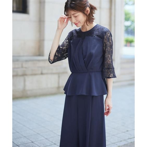 パーティドレス パンツ レディース 結婚式 パーティー ドレス ビスチェ風ペプラム ブラウス ＋ セット 春 夏 秋 冬 二次会 披露宴 | 4L/5L | ニッセン nissen_6
