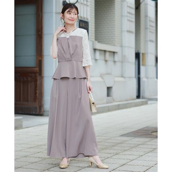 パーティドレス パンツ レディース 結婚式 パーティー ドレス ビスチェ風ペプラム ブラウス ＋ セット 春 夏 秋 冬 二次会 披露宴 | 4L/5L | ニッセン nissen_8