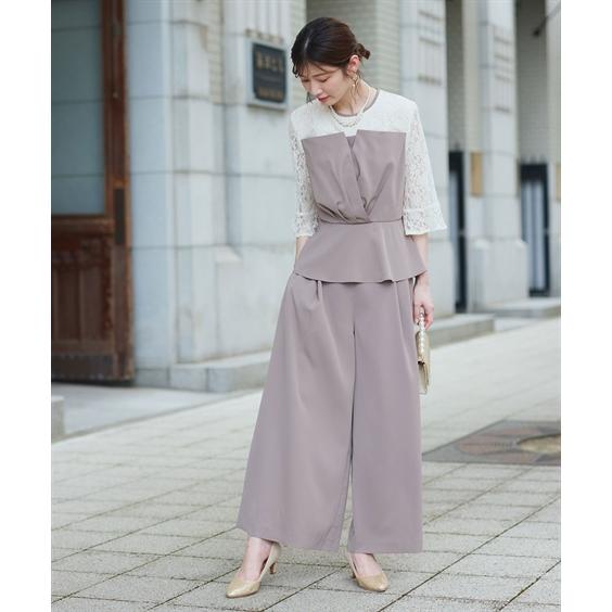 パーティドレス パンツ レディース 結婚式 パーティー ドレス ビスチェ風ペプラム ブラウス ＋ セット 春 夏 秋 冬 二次会 披露宴 | 4L/5L | ニッセン nissen_9