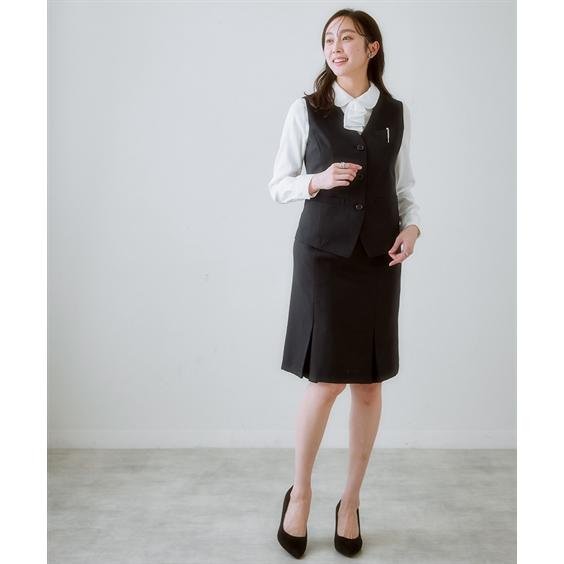 事務服 ベストスーツ 大きいサイズ レディース 会社制服 ベスト スーツ ＋ボックス プリーツ スカート 抗菌防臭 テープ付 有 春 夏 秋 4L/5L ニッセン nissen_6