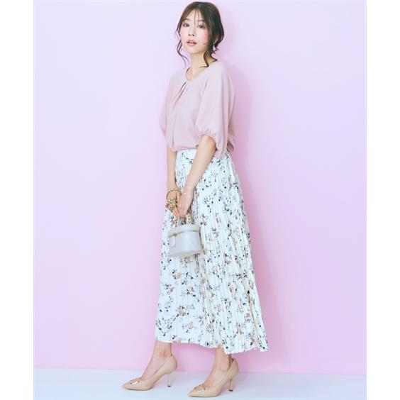 ニッセン（nissen） ロングスカート レディース 花柄 プリーツ