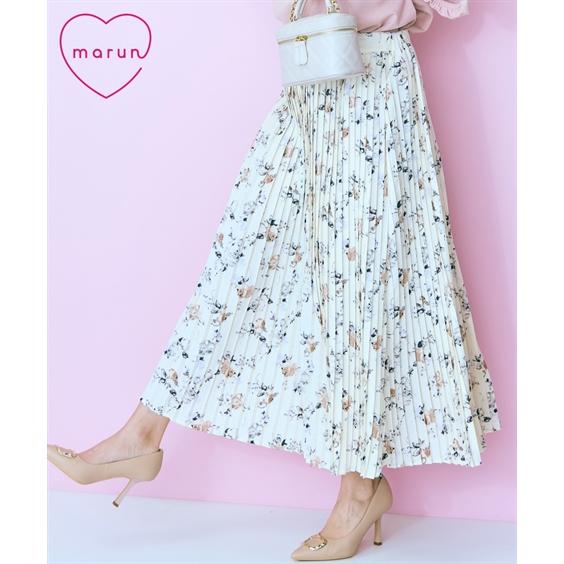ロングスカート レディース 花柄 プリーツ スカート marun マキシスカート 長め ロンスカ | 6L/8L/10L | ニッセン nissen ニッセン（nissen） ロングスカート レディース 花柄 プリーツ