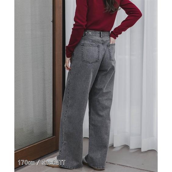 ワイドパンツ トールサイズ レディース 高身長 デニム ワイド ストレート パンツ Essenave 秋 冬 大きいサイズ ゆったり | ウエスト73〜104cm | ニッセン nissen ニッセン（nissen） ワイドパンツ トールサイズ レディース 高身長