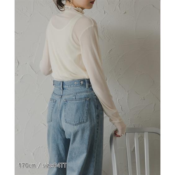 ワイドパンツ トールサイズ レディース 高身長 デニム ワイド ストレート パンツ Essenave 秋 冬 大きいサイズ ゆったり | ウエスト73〜104cm | ニッセン nissen_6