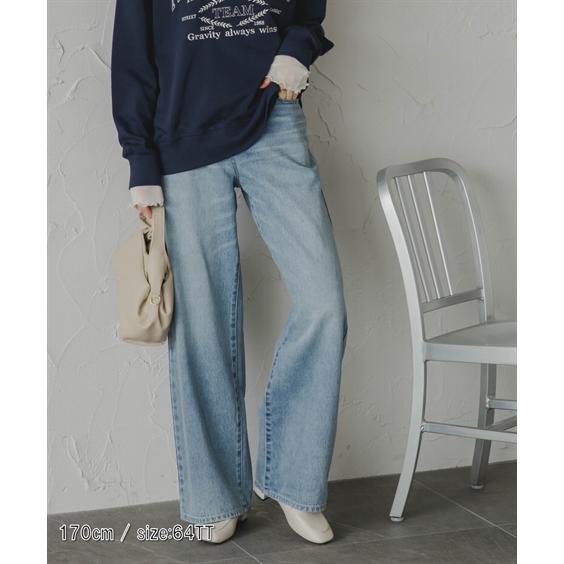 ワイドパンツ トールサイズ レディース 高身長 デニム ワイド ストレート パンツ Essenave 秋 冬 大きいサイズ ゆったり | ウエスト73〜104cm | ニッセン nissen_9