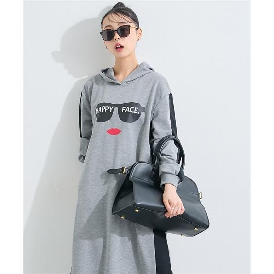 【ニギママ】MAX&Co. 　ロング丈長袖チュニック　ワンピース ニッセン（nissen） ワンピース ロング マキシ レディース HAPPY FACE