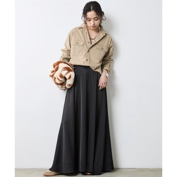 BEIGE ベイジ　サテン　フレアロングスカート　未使用 ニッセン（nissen） ロングスカート レディース サテンフレア マキシ