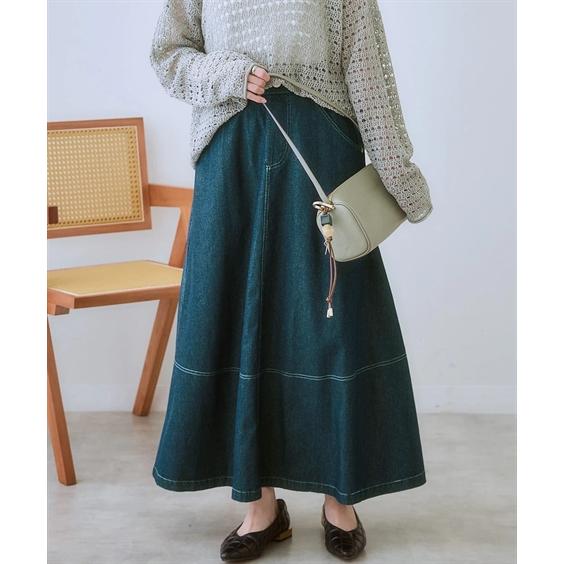 ニッセン（nissen） ロングスカート レディース デニム ステッチ使い
