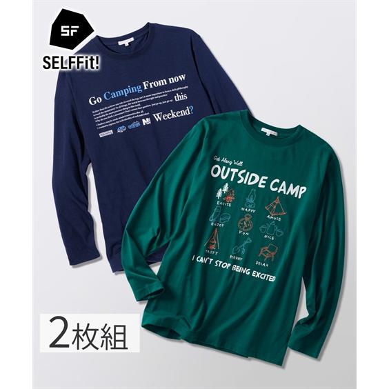 ニッセン（nissen） Tシャツ カットソー メンズ プリント 長袖 2枚組