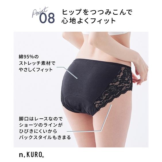 ニッセン（nissen） ショーツ サニタリー 生理用 レディース n KURO 綿