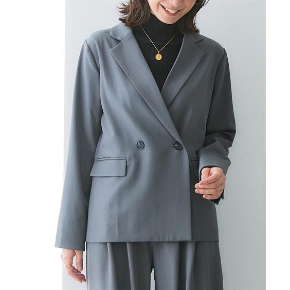 グレーのジャケットとセーターセット　3L ニッセン（nissen） ジャケット アウター レディース 落ち感ドレープ