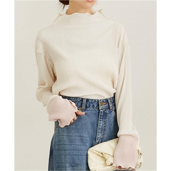 ニッセン（nissen） Tシャツ カットソー レディース 袖配色メロー