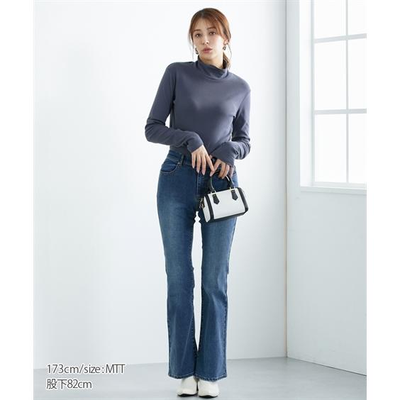 coated coatingコーティングデニムパンツブーツカット フレアパンツM テディショップ Teddyshop レディース ブーツカット風リラクシーフレア