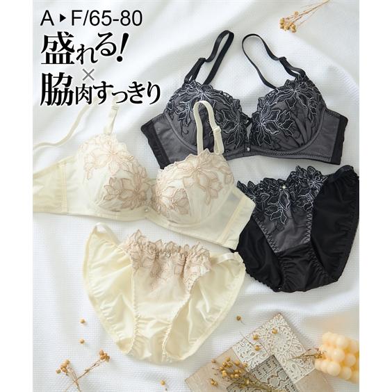 ニッセン（nissen） ブラジャー ショーツ セット レディース 脇高ラメ