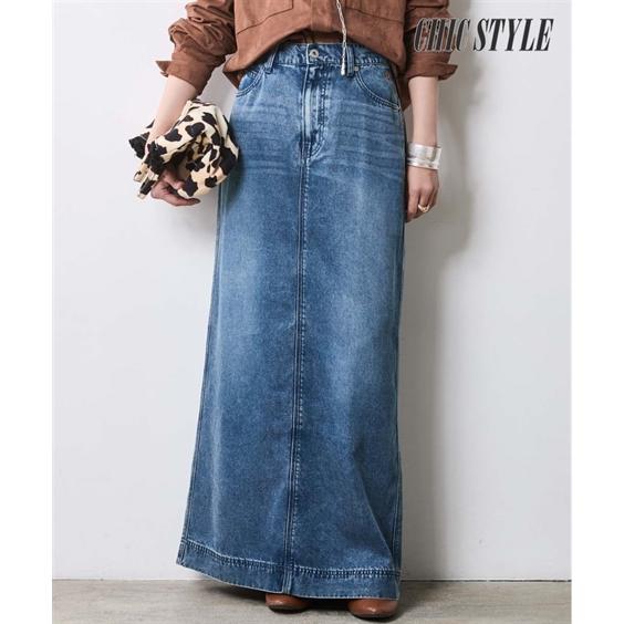 ロングスカート レディース ソフト デニム マキシ スカート シックスタイル マキシスカート 長め ロンスカ | M〜5L | ニッセン nissen ニッセン（nissen） ロングスカート レディース ソフト デニム マキシ