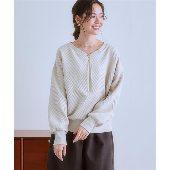 ニッセン（nissen） Tシャツ カットソー レディース ハーフ ジップ