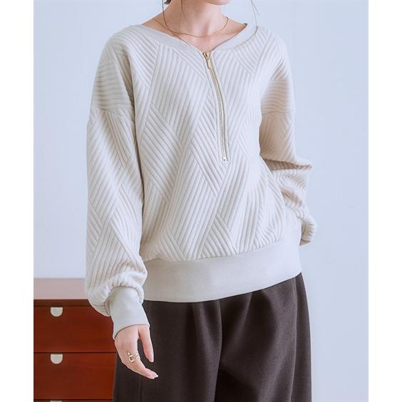 ニッセン（nissen） Tシャツ カットソー レディース ハーフ ジップ