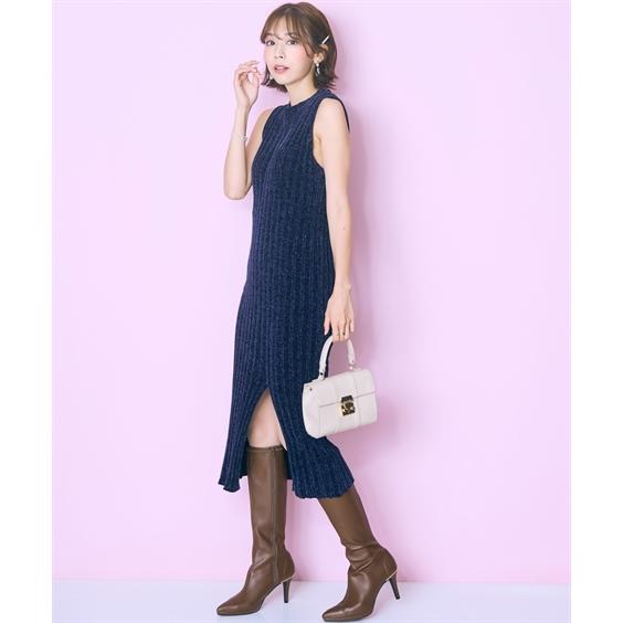 ワンピース ロング マキシ レディース リブモール ニット marun ひざ下 | 6L/8L/10L | ニッセン nissen_9