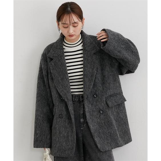 コート アウター レディース ジャギーオーバーサイズ テーラード 冬 | L | ニッセン nissen ニッセン（nissen） コート アウター レディース ジャギーオーバー