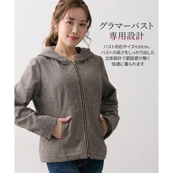 ニッセン（nissen） パーカー レディース 大きい胸専用 ヘリンボン柄