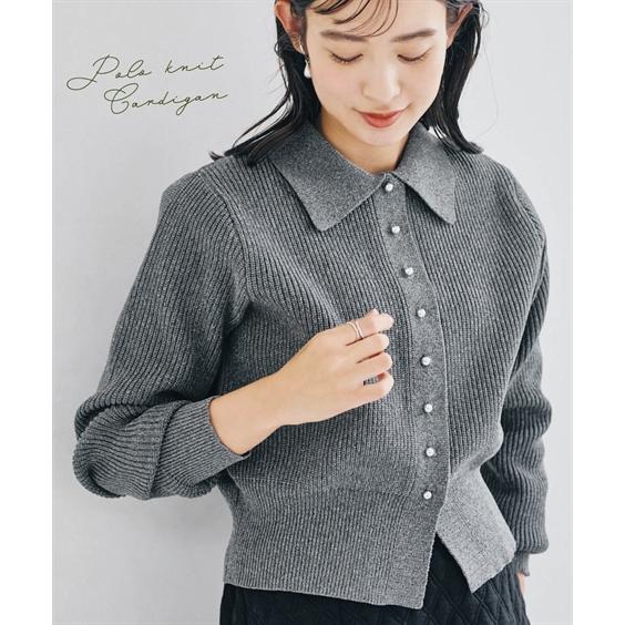 ニッセン（nissen） ニット セーター レディース シルバーボタン襟付き