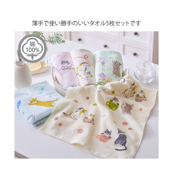 ニッセン（nissen） フェイスタオル にゃんずでいフェイス タオル 5柄