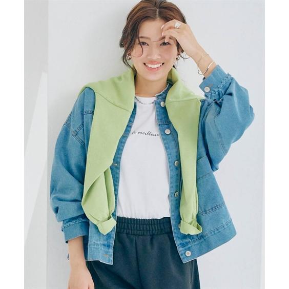 美品 レリューム 24SS ノーカラー デニムジャケット ゆったり 大人気 ニッセン（nissen） ジャケット アウター レディース ノーカラー