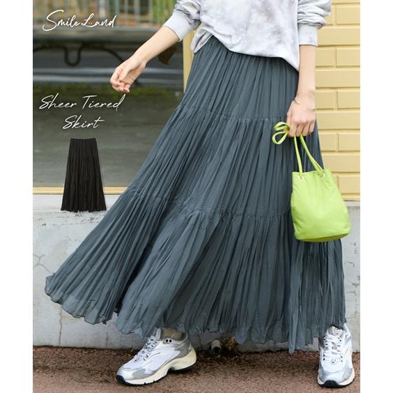 ニッセン（nissen） ロングスカート レディース シアー プリーツ