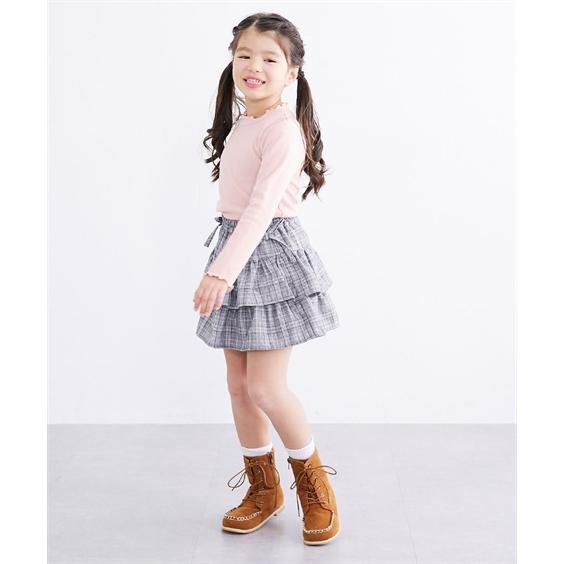 ニッセン（nissen） スカッツ 子供服 キッズ リボン付きラメチェック柄 